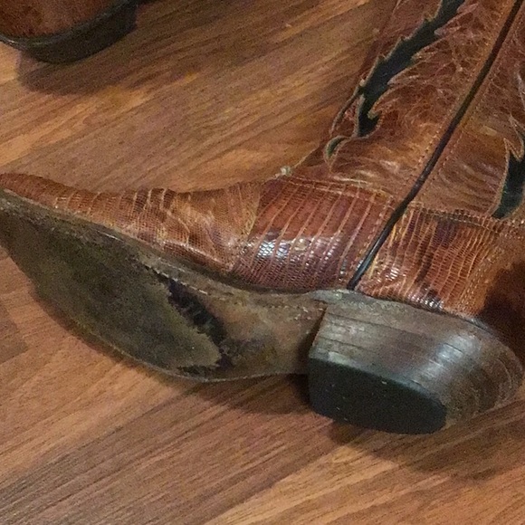 Vintage snakeskin leather cowboy boots high Sz 7.5 M - Picture 12 of 16